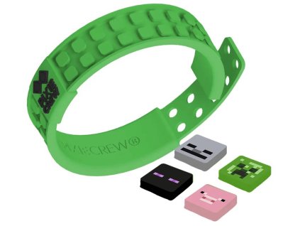 PIXIE CREW & MINECRAFT Náramek zelený + 4 multipixely silikon