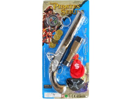 Soupava pirátská bambitka s dalekohledem a doplňky na kartě plast