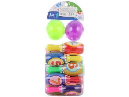 Hra Kuželky barevné s čísly set 10ks se 2 koulemi bowling