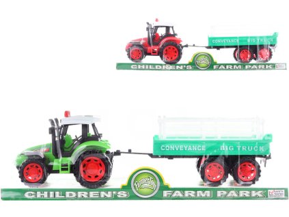 Traktor plastový zemědělský set s přívěsem na setrvačník 2 barvy