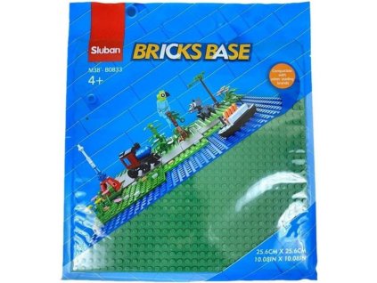 SLUBAN Základní deska zelená 25x25cm podložka na stavění pro stavebnice