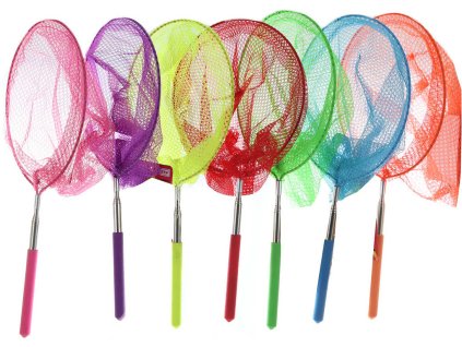 Síťka na motýly teleskopická 19cm dětský podběrák na ryby 7 barev kov