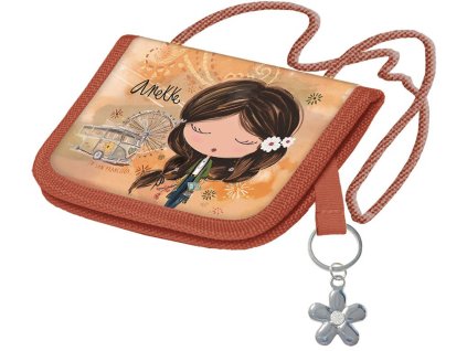 Peněženka dětská školní na krk Anekke s klíčenkou