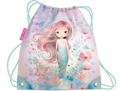 Sáček školní na přezůvky Mermaid stahovací pytel na záda Mořská víla