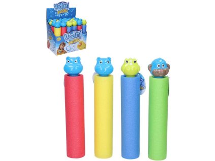 Pistole vodní dělo soft 26cm pěnová trubice lehká s hlavou zvířátka na vodu 4 barvy