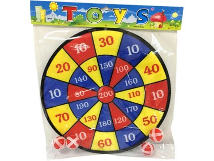 Terč na suchý zip 36cm látkový set se 4 míčky v sáčku