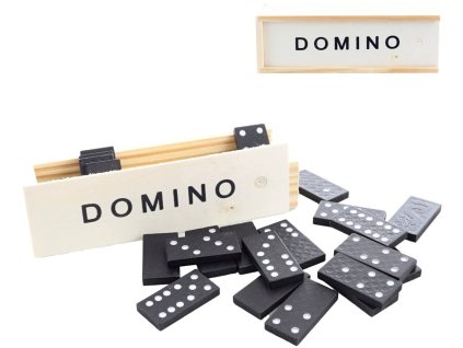 Hra Domino plastové dílky v dřevěné krabičce *SPOLEČENSKÉ HRY*