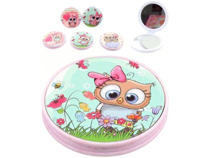 Zrcátko kapesní sovičky rozkládací kulaté oboustranné 5 druhů