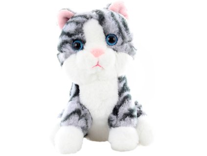 PLYŠ Kočička šedo-bílá 15cm mourek *PLYŠOVÉ HRAČKY*