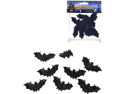 Zvířátko gumové dekorace netopýři 10cm set 8ks Halloween v sáčku