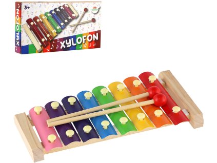 DŘEVO Xylofon dětský + 2 paličky 8 kláves *HUDEBNÍ NÁSTROJE*