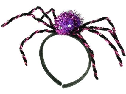KARNEVAL Čelenka fialový pavouk Halloween dekorace