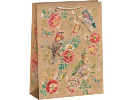 Taška dárková Ptáčci 31x42cm papírová Natur Eco-Friendly