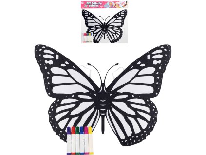 Křídla motýlí na gumičku na záda kreativní set s 6 fixy k vybarvení