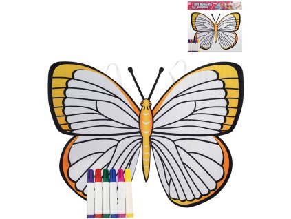 KARNEVAL Křídla motýlí na záda kreativní set s 6 fixy k vybarvení