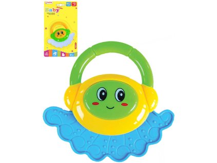 Chrastítko baby chobotnička s úchytem 2 barvy pro miminko plast