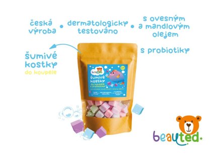 Šumivé kostky do koupele s probiotiky beauted v uzavíratelném sáčku
