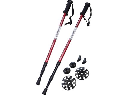 KUBISPORT Trekingové hole set 1 pár s příslušenstvím červené