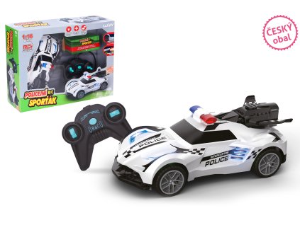 Auto policejní svítící s kouřovými efekty RC na dálkové ovládání 18 cm - český obal