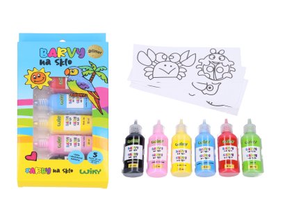 Barvy na sklo glitter 5+1 22ml