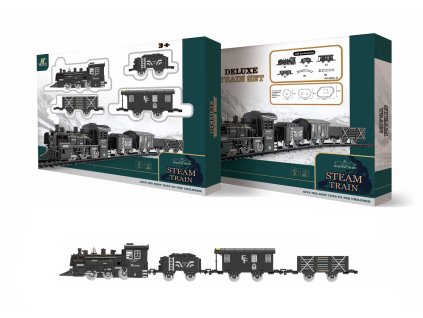 Vlak set kouřící s efekty dráha 135x75cm mašina 20cm