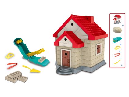 Kinetický písek sada na stavbu s cihliček Dům 750g