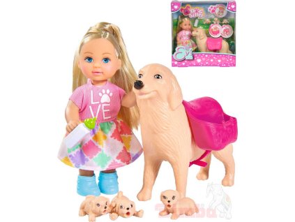 SIMBA Evi Love panenka Evička 12cm set s pejskem a šťěňátky