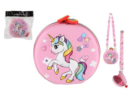 Kabelka/Peněženka jednorožec dětská se šňůrkou látka 14cm v sáčku
