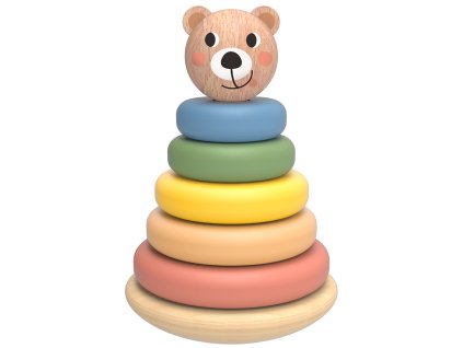 BABU - Skládací pyramida pastelové kroužky MEDVĚD