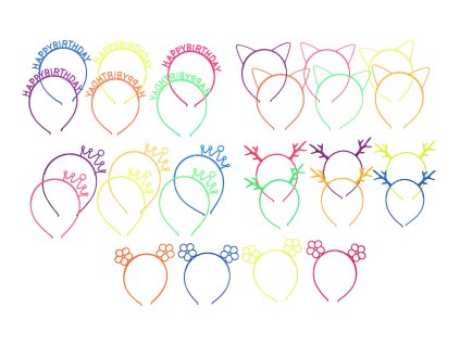 Vlasový doplněk - čelenka s ozdobou mix barev