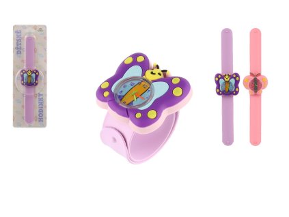 Hodinky dětské samonavíjecí motýl silikon 22cm na baterie 2 druhy na kartě