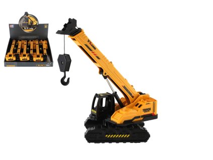 Stavební stroj jeřáb pásový plast/kov 8x26cm na setrvačník 6ks v boxu