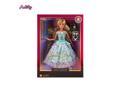 Módní panenka ve společenských šatech - dlouvé sv. modré