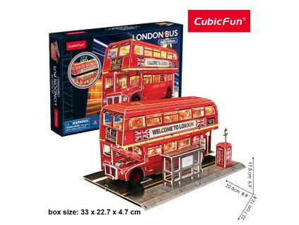 CubicFun - Puzzle 3D s LED Noční edice: Londýnský autobus 161 dílků