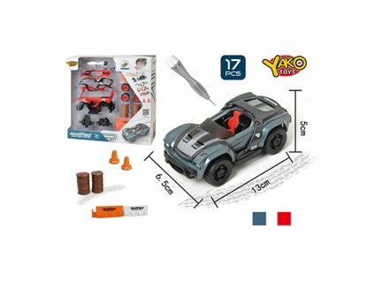 1:32 Stavebnice Auto 17ks - šedé