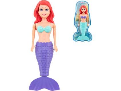 Panenka mořská panna 18cm na natažení do vody hýbe ploutví plast 2 barvy