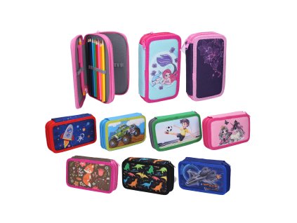 Penál dvoupatrový s výbavou - textil