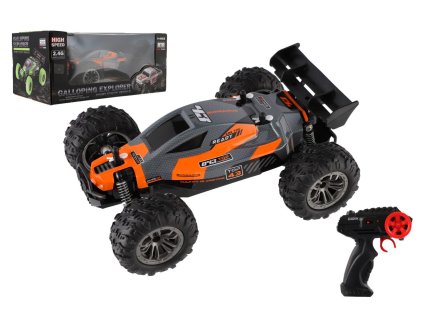Auto RC Buggy rychlostní 2,4GHz plast 25cm na baterie oranžové v krabici 31x14x18cm
