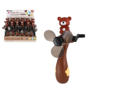 Vrtulka/Větráček na kličku medvěd plast 8x16cm 12ks v boxu