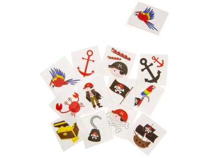 Tetování pirátské set 12ks dočasné dětské tetovačky v sáčku