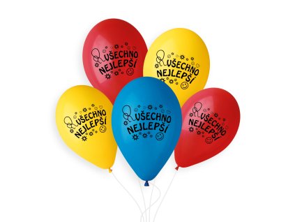 Balónek nafukovací - sada 10 ks Všechno nejlepší 26 cm