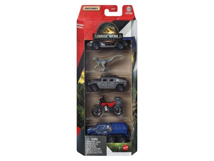 Matchbox Jurský svět 4ks angličák a dinosaurus asst