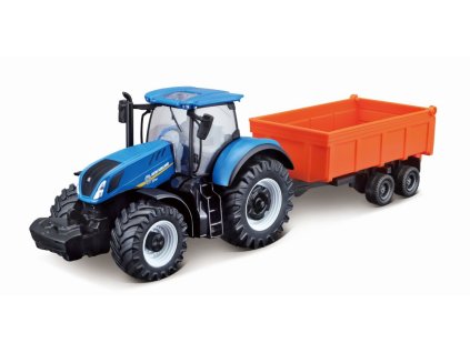 Bburago 1:50 Farm Traktor New Holland s vlečkou