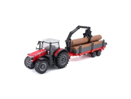 Bburago 1:50 Farm Traktor Massey FERGUSSON 8740S Tractor con remolque de troncos