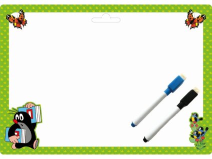 Obojstranně stieratelná tabulka/kreslící podložka + 2 stieratelné popisovače - Krtko 1