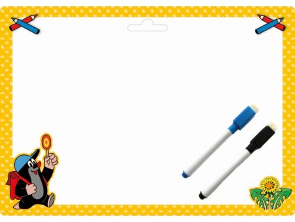 Obojstranně stieratelná tabulka/kreslící podložka + 2 stieratelné popisovače - Krtko 2