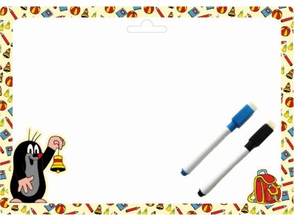 Obojstranně stieratelná tabulka/kreslící podložka + 2 stieratelné popisovače - Krtko 3