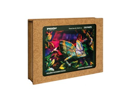 DREVENÉ FAREBNÉ PUZZLE - Úžasný chameleón