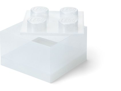 LEGO úložný box 4 s vekom - trblietavá priehľadná