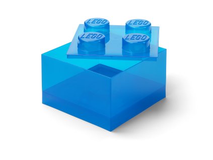 LEGO úložný box 4 s vekom - priehľadná modrá